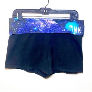 Pink Workout Shorts Cosmic Pattern Medium